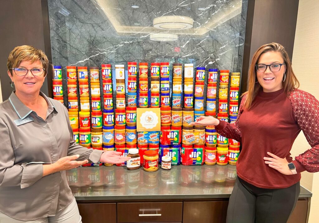 Outlook sales counselors with Peanutbutter jars