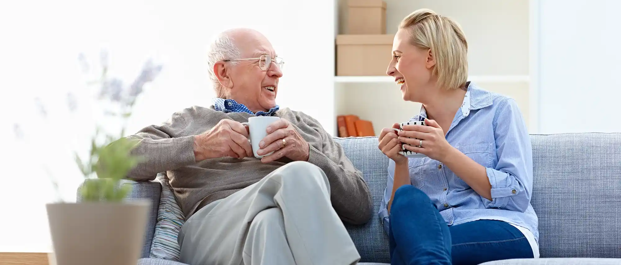 Retired man with adult daughter