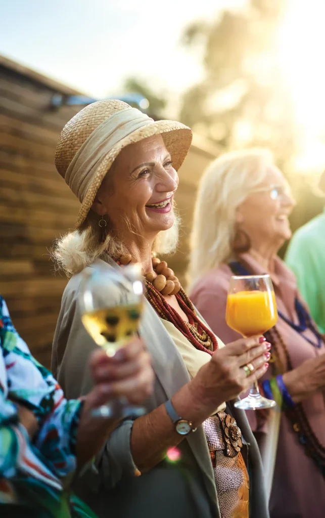 Retired people having fun at a party