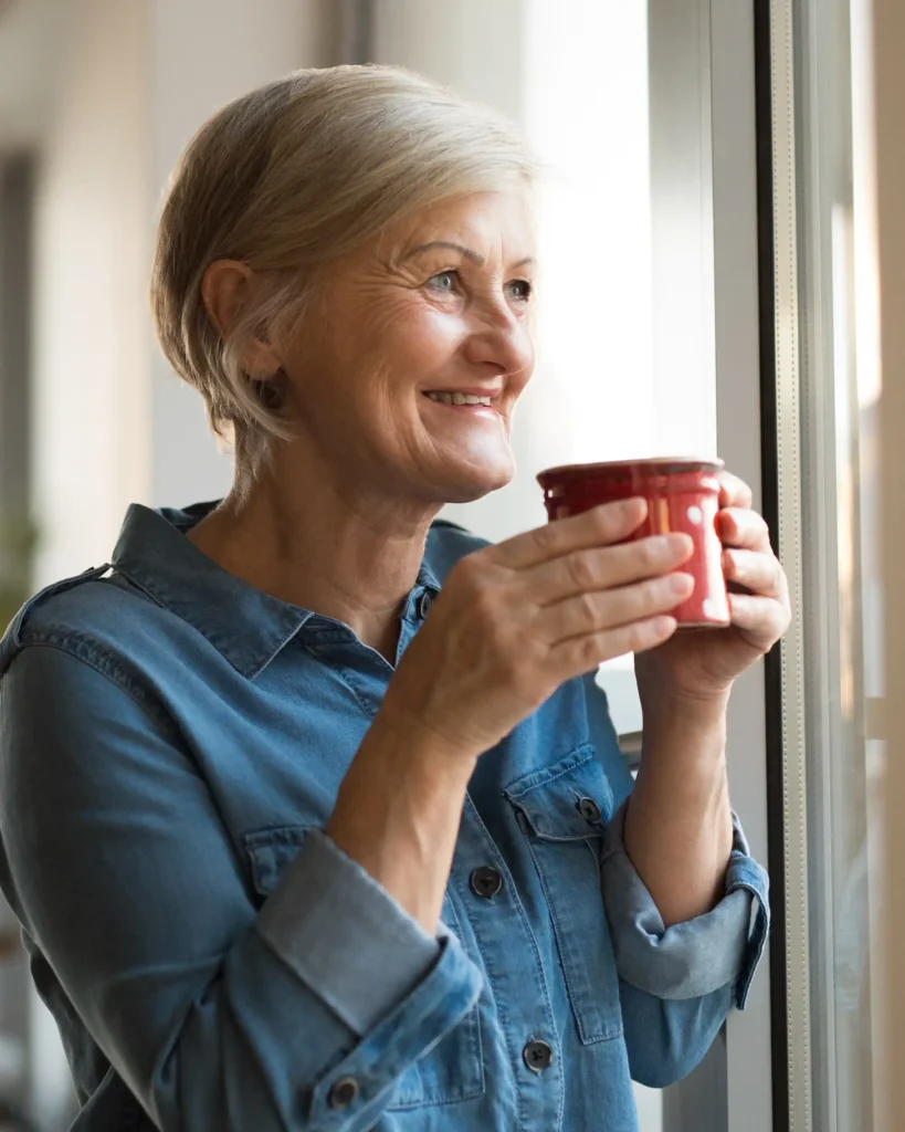 Woman drinking hot cocoa