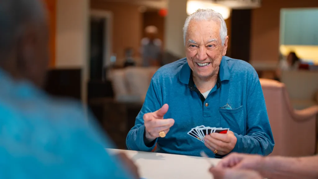 Residents playing cards