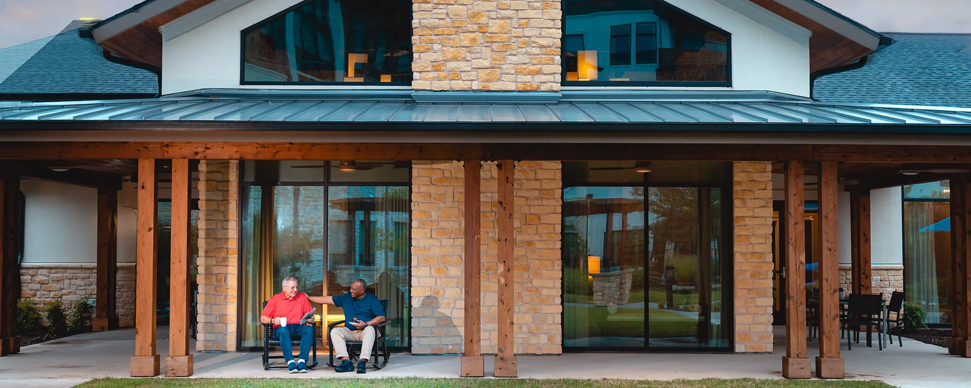 Residents enjoying the courtyard at The Outlook