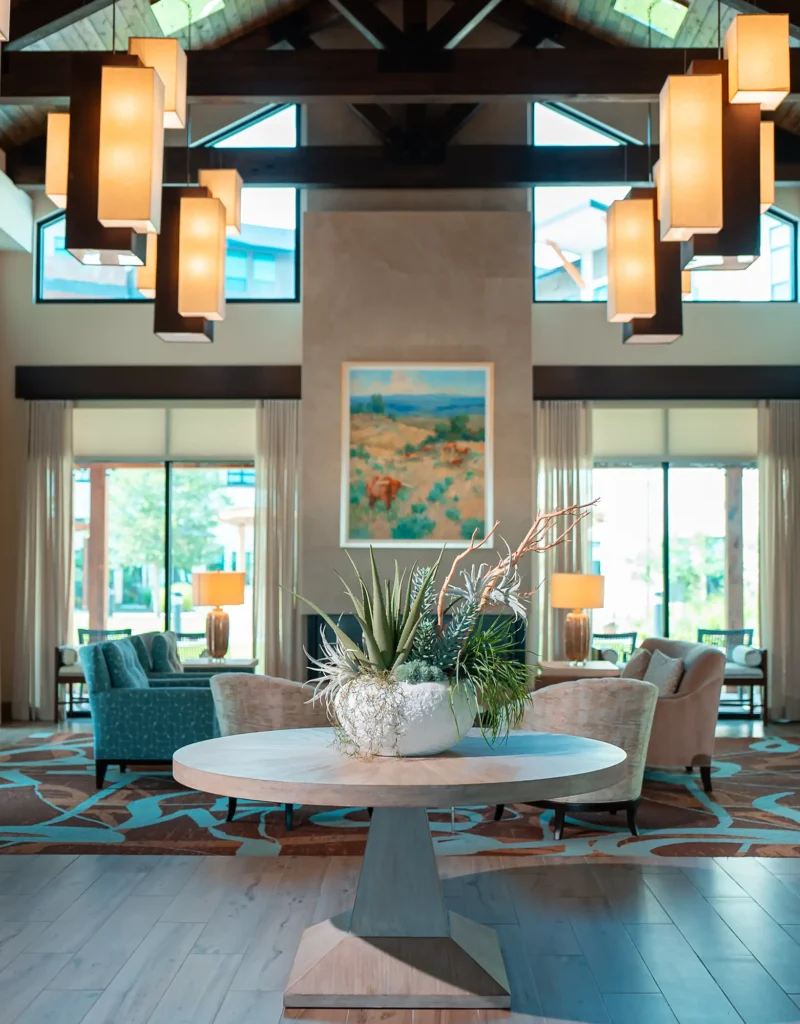 The lobby at The Outlook at Windhaven