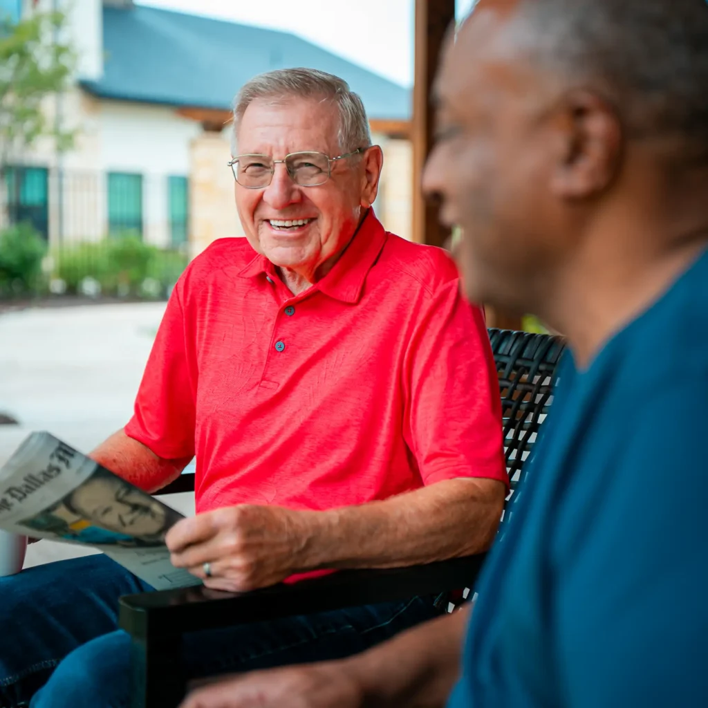 Outlook residents in the courtyard