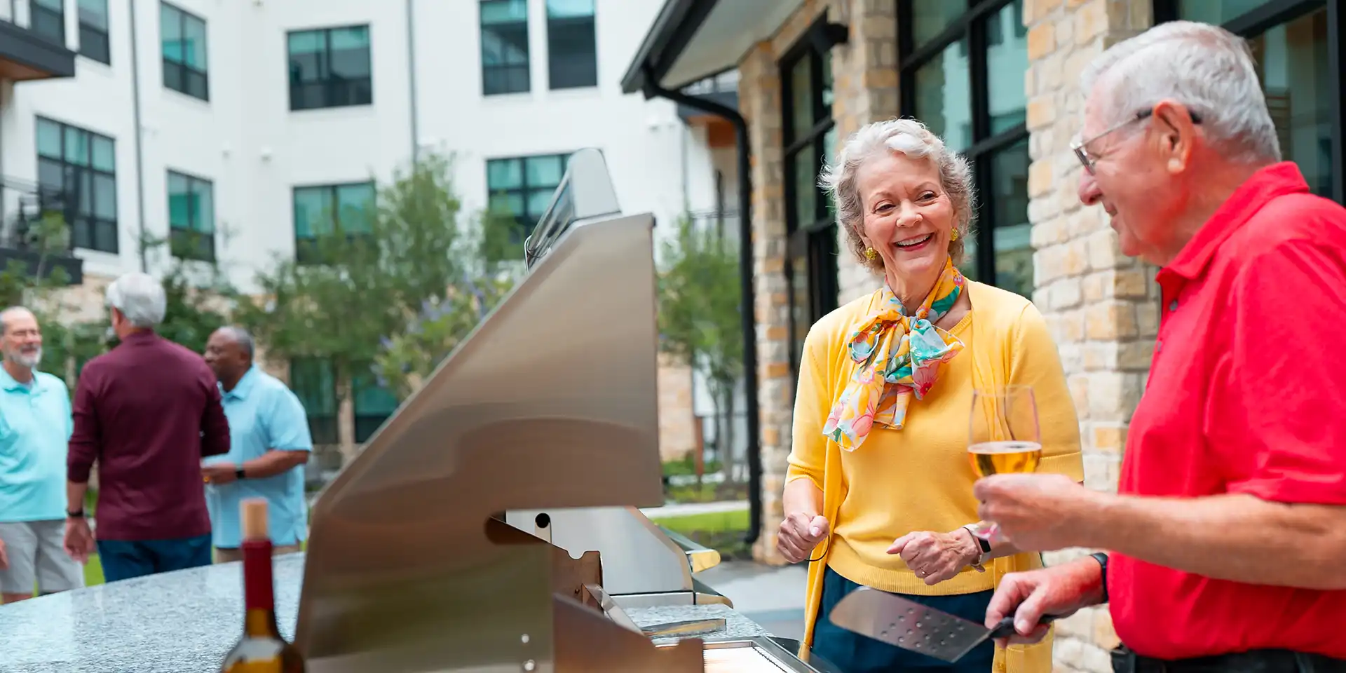 Outlook residents enjoying the outdoor common areas